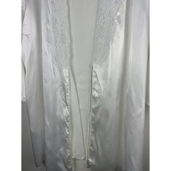 Oscar De La Renta Lace Trim Robe Satin Like Always A Bride White Plus Size 1X - Picture 7 of 12